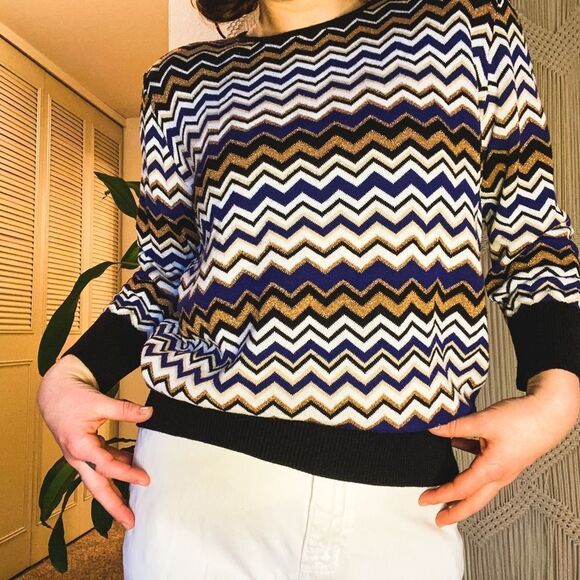 Alfred Dunner Chevon Gold Shimmer Sweater Top Women's Size 1x - Picture 2 of 7